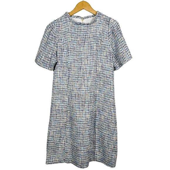 Nanette Lepore Woven Tweed Sheath Dress Short Sleeve Metallic Career Casual - 12 - Picture 1 of 6